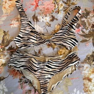 SKIMS Zebra Print Bikini - Black and Cream
